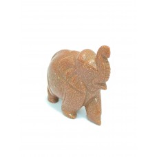 Handmade Figurine Animal Elephant Natural Brown Sandstone Decorative Item B